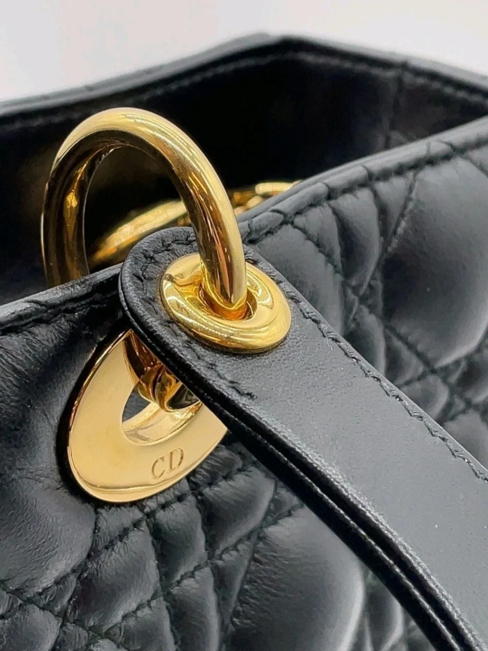 Dior Black Quilted Leather Lady Dior Top-Handle Bag